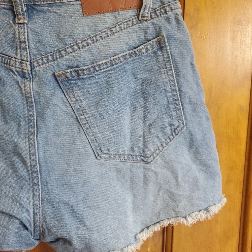 Brixton‎ 27 Denim Shorts Womens Light Blue High Rise Frayed Button Fly Cutoff